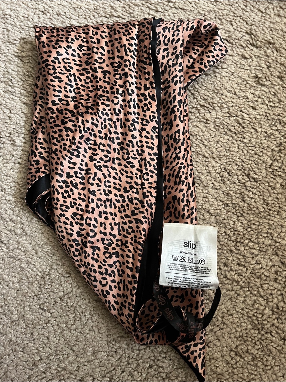 Slip Leopard Print Silk Head Scarf